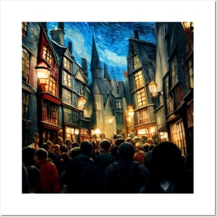 Starry Night in Diagon Alley Posters and Art